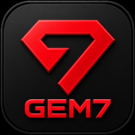 GEM7 Game official logo featuring a red 3D number 7 emblem on a dark premium gaming background alt text